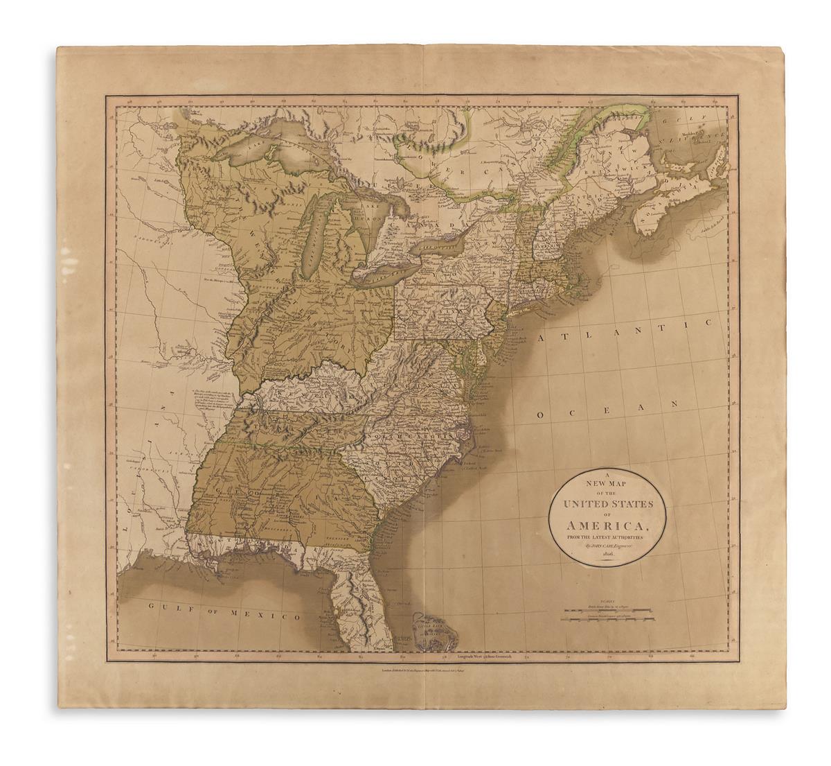 CARY, JOHN. A New Map of the United States of America, From the Latest Authorities.